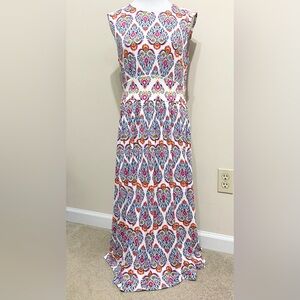knee length dresses for ladies Thea Sleeveless Midi Dress-Flame Scarlet, Arc Geo main image 1